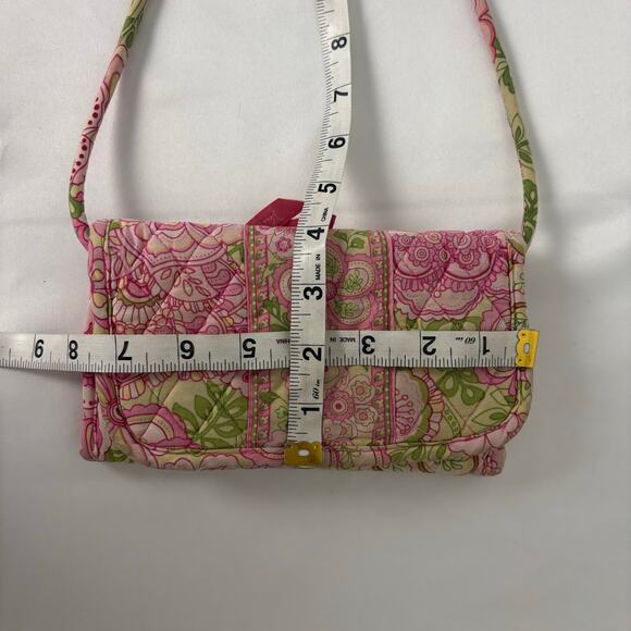 Vera Bradley Pink Petals Quilted Fabric Crossbody Wallet Purse with ID Window - Picture 12 of 13